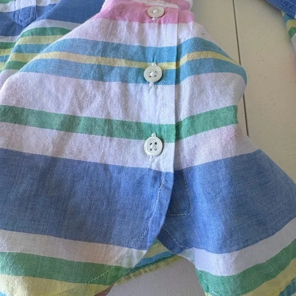 Talbots Cotton Beach Stripe Popover Size L Petite Vacation Coastal Grandmother‎ - Picture 10 of 13